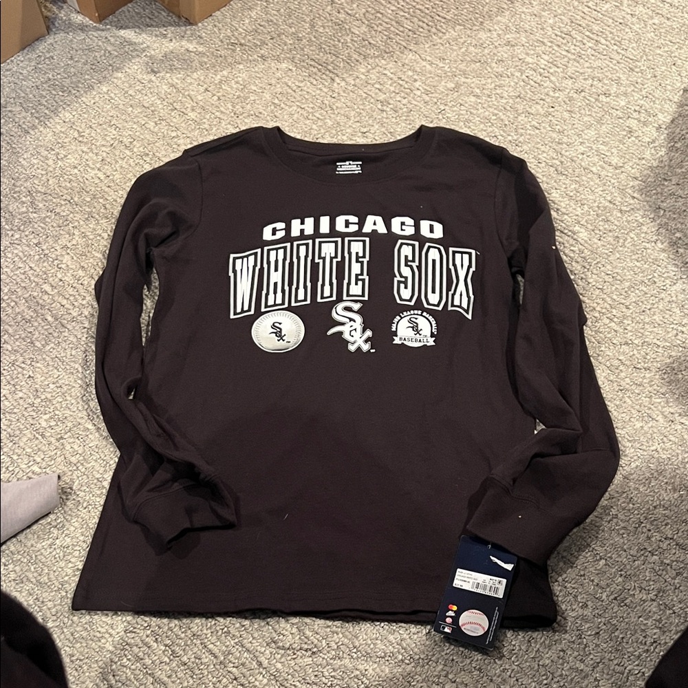 Chicago White Sox Black Long Sleeve Shirt boys 12/14